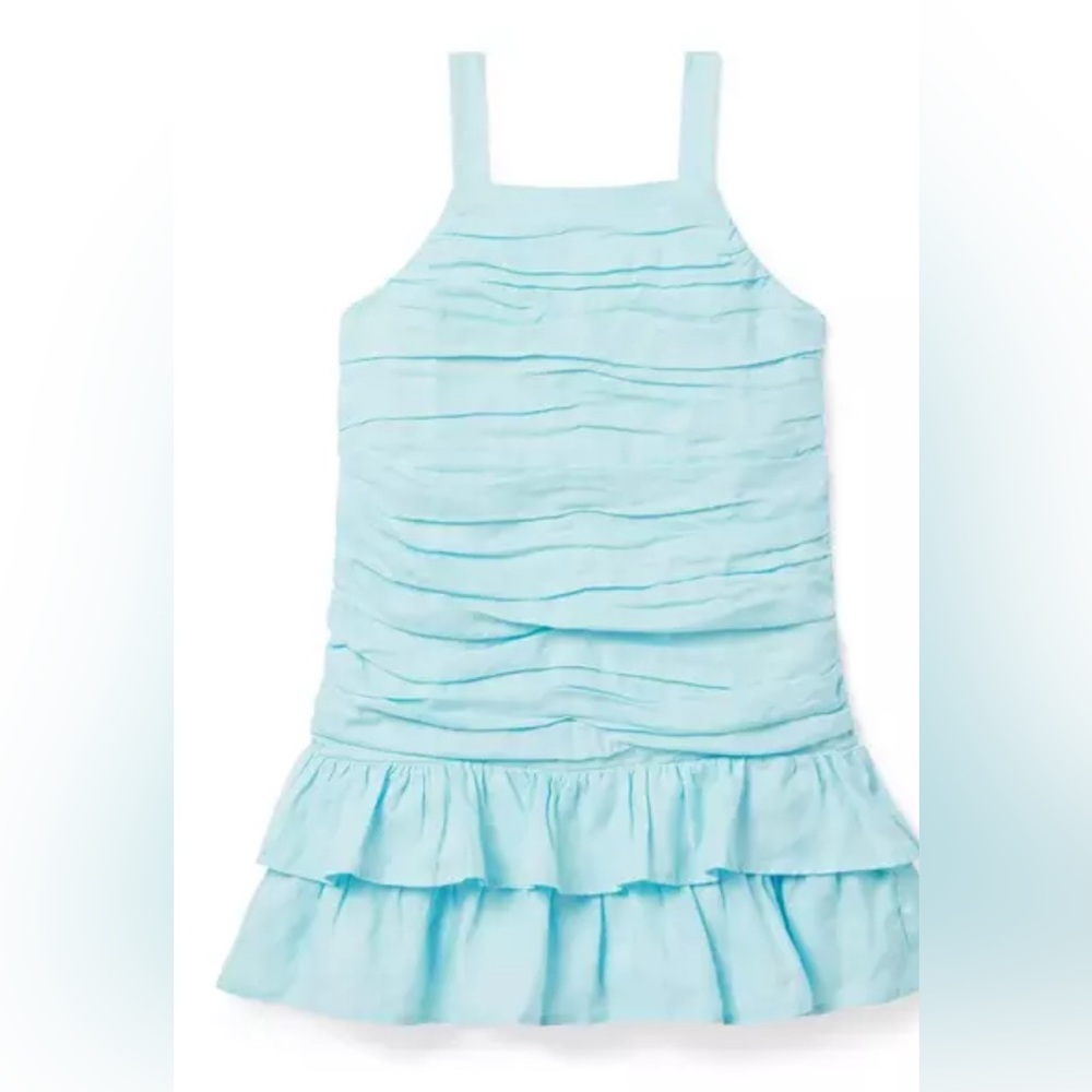 Janie and Jack linen ruched dress. Sleeveless girls. Size 8